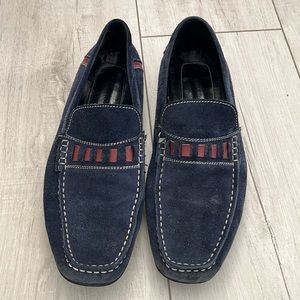Bugatchi blue suede and brown leather loafers. Size 9
